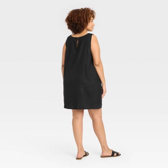 A New Day Women's Linen Mini Shift Dress, Black - Picture 5 of 6
